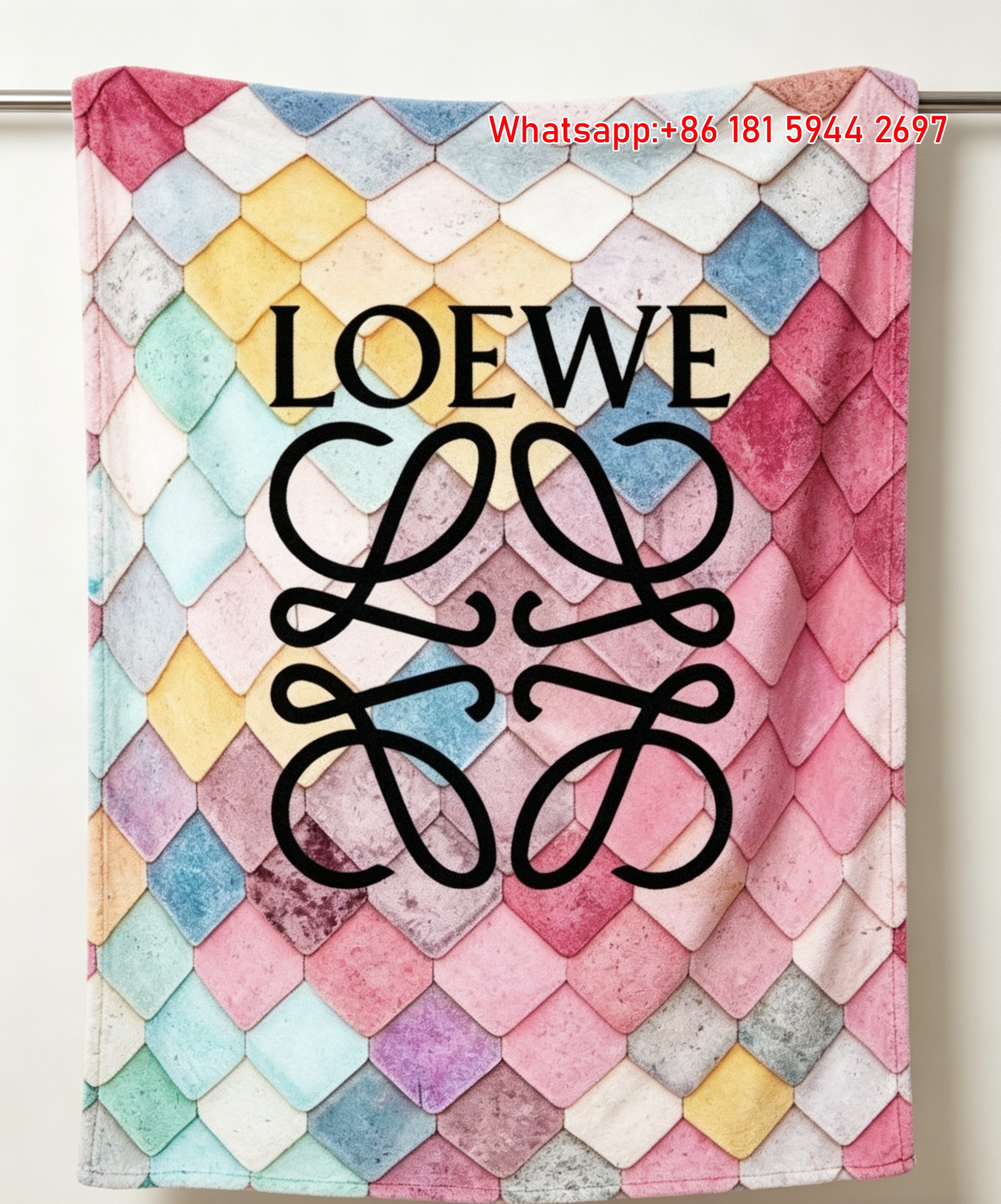 LOEWE Embroidered Logo Flannel Fleece Throw Blanket L010